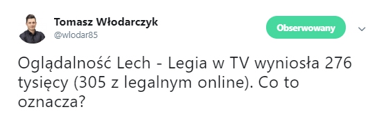 OGLĄDALNOŚĆ w TV meczu Lech - Legia! :D